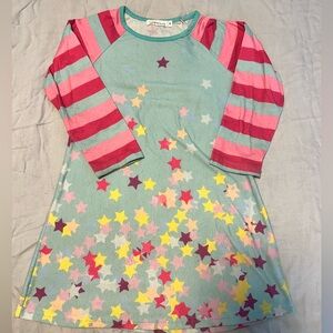 Sunshine swing Starry Striped Kids Dress - Pink, Yellow, Purple